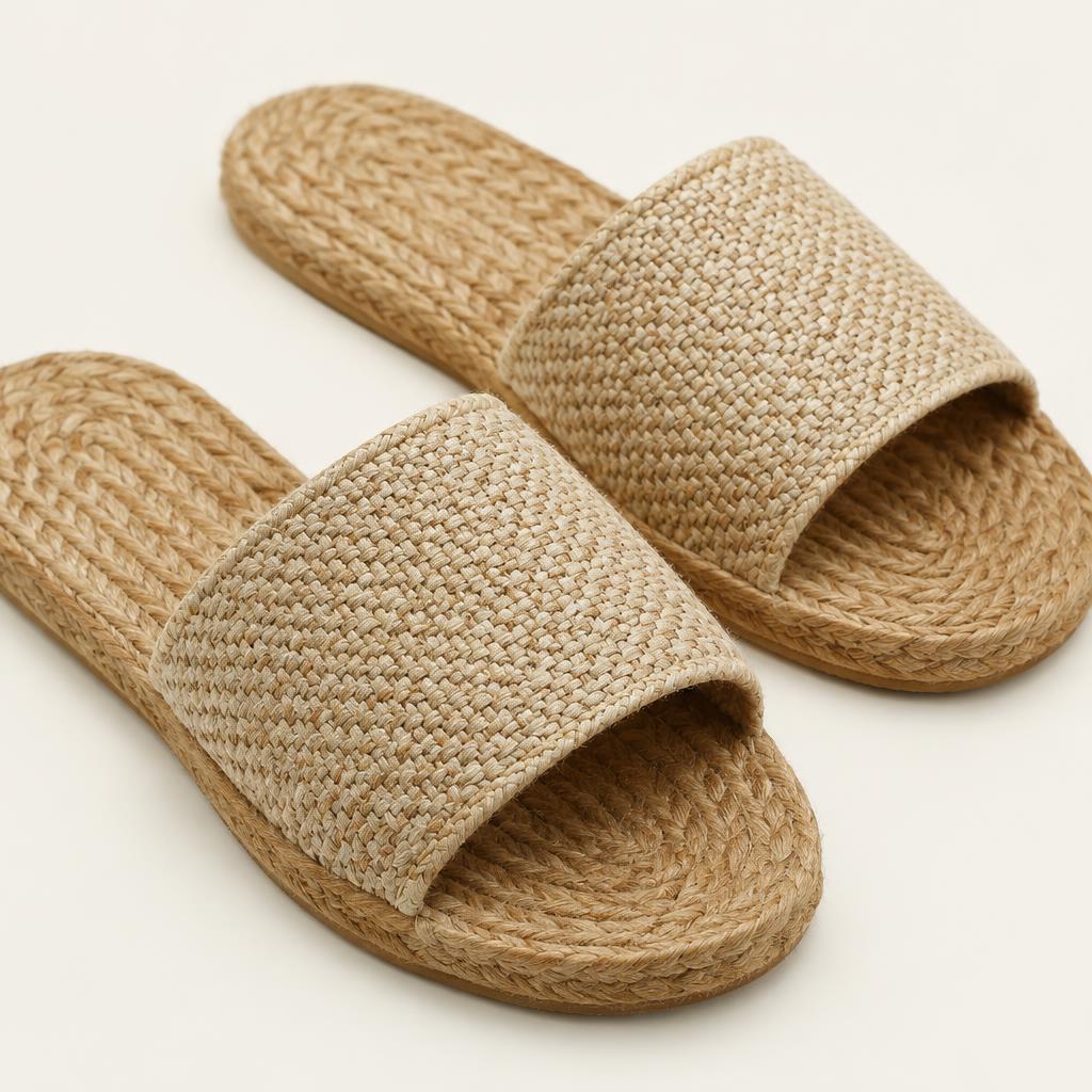 Woven Straw Open-Toe